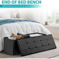 thumbnail image 4 of QRKD 43 Inches Storage Ottoman Bench, Folding Footrest with Padded Seat Sotrage Chest Long Box for Livingroom Bedroom Entryway, 660 lbs Capacity 15" x 43" x 15" (Black, 43 inch), 4 of 15