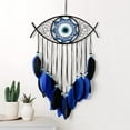 thumbnail image 1 of Atrapasueños de mal de ojo, atrapasueños de plumas blancas tejidas a mano, colgante de pared, decoración del hogar, adorno, regalo de bendición, azul/negro, 1 of 5
