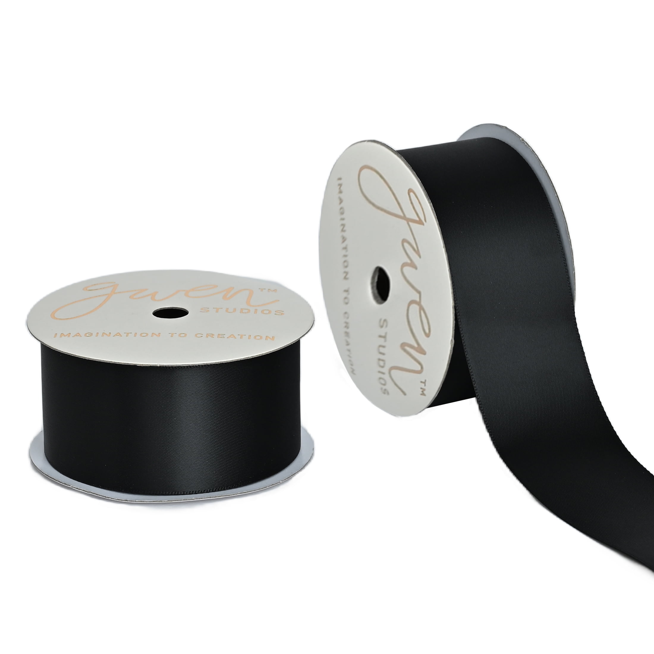 Black Double Faced Satin Ribbon for Crafts, 3/8