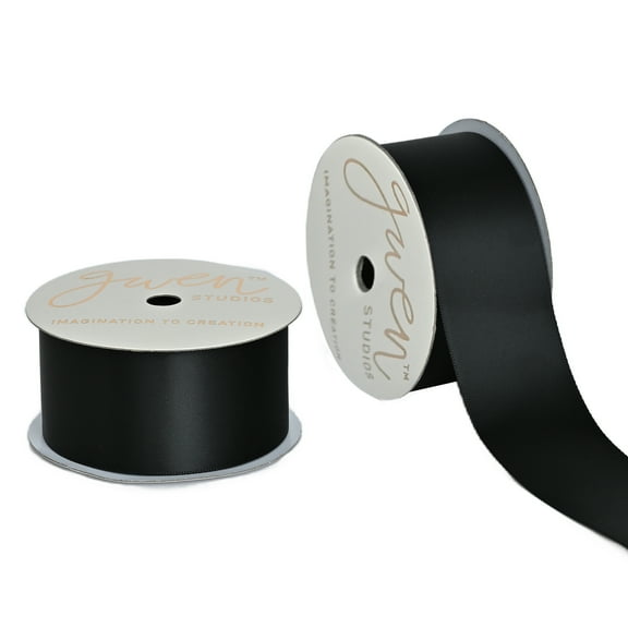 Gwen Studios 1.5" Black Satin Ribbon, 7 Yards