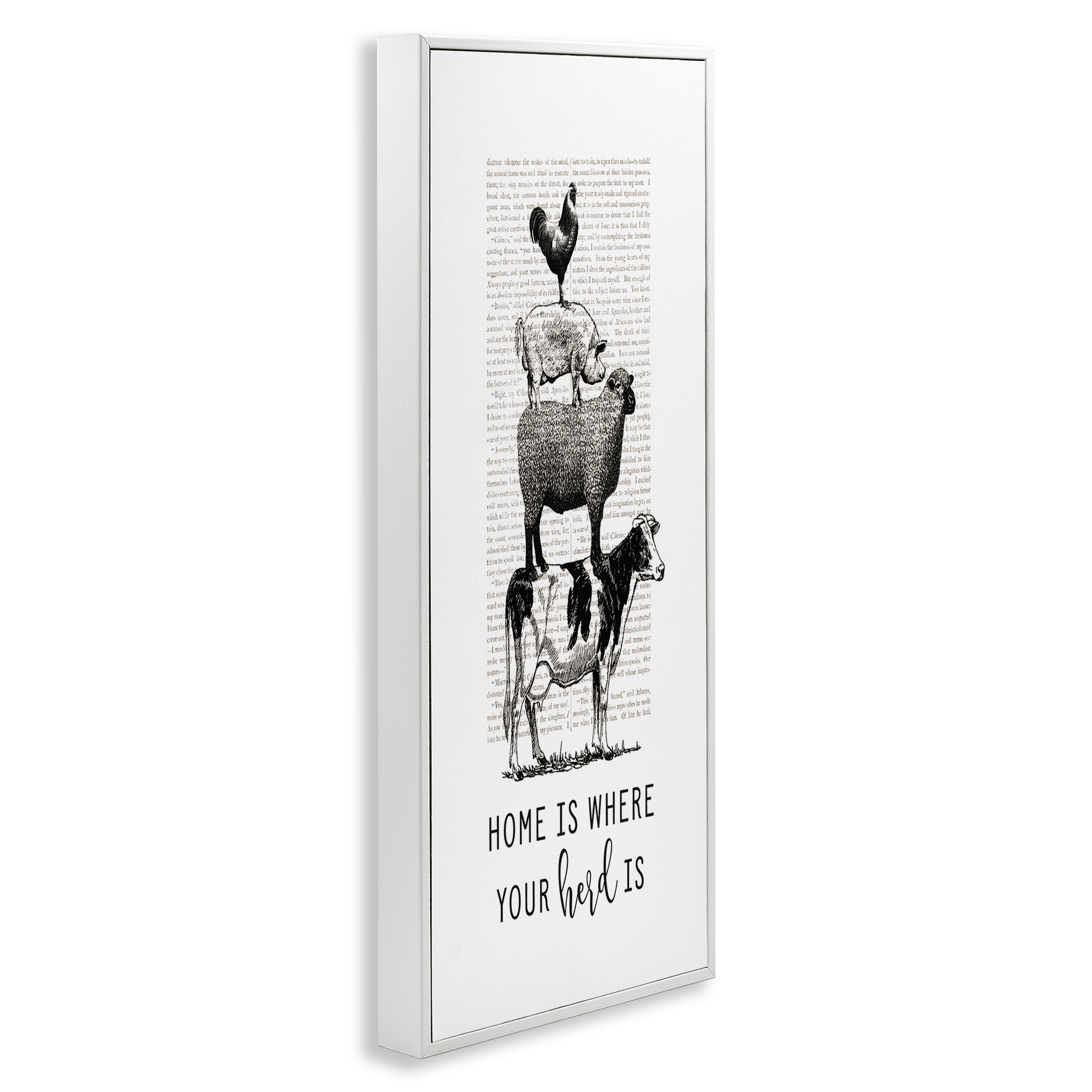 Stupell Industries Where Your Herd Family Animals Animals & Insects Painting White Framed Art Print Wall Art, 13 x 30
