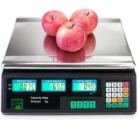 88LB 40KG Electronic Price Computing Scale | Digital Deli Food Produce Weight Scales with LCD Display for Retail Outlet Store, Kitchen, Restaurant Market