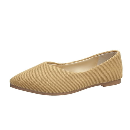 

Ladies Fashion Solid Color Breathable Cloth Pointed Comfort Flat Casual Shoes