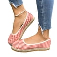 thumbnail image 5 of Yungyresw Flat Shoes For Women Plaid Pattern Comfortable Round Toe Slip On Shoes Everyday Work Fashion Casual Dress Shoes Red 36, 5 of 6