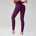 thumbnail image 5 of Women's Butt Lifting Leggings with Button Pockets, High Waist Tummy Control Workout Leggings, Squat Proof Cargo Yoga Pants for Running, Gym and Fitness Dark Purple M, 5 of 6