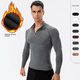 thumbnail image 1 of Sudadera de manga larga con cuello cálido para entrenamiento deportivo, ajustada, elástica y muy elástica, con forro polar, para otoño e invierno para hombre, 1 of 5