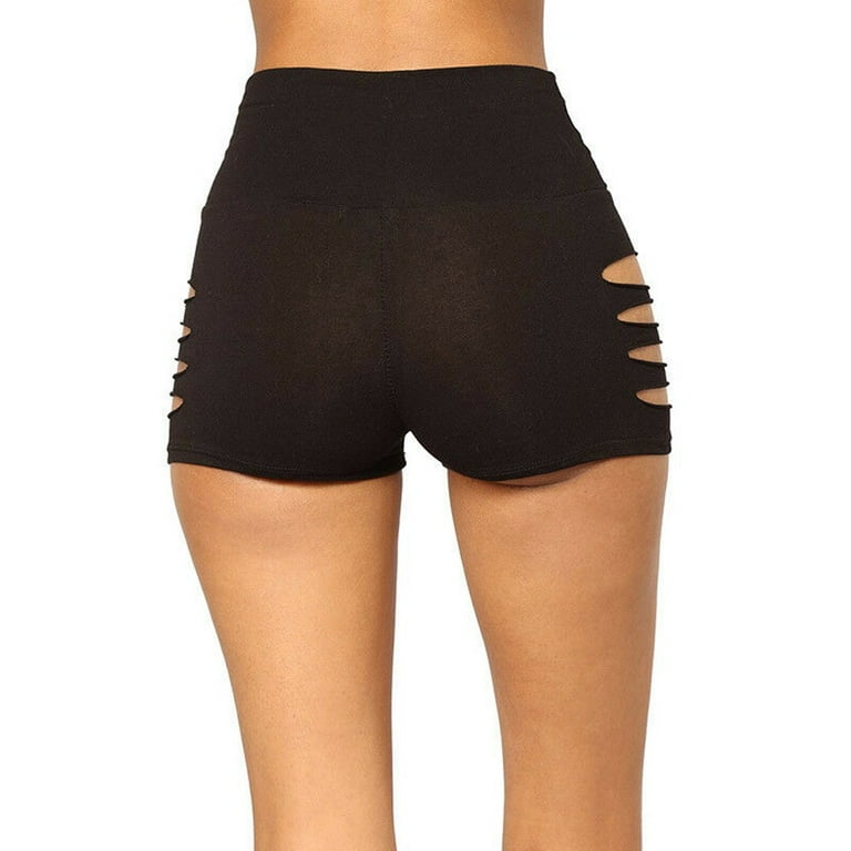 dtydtpe shorts for women women solid cut out hole hollow out