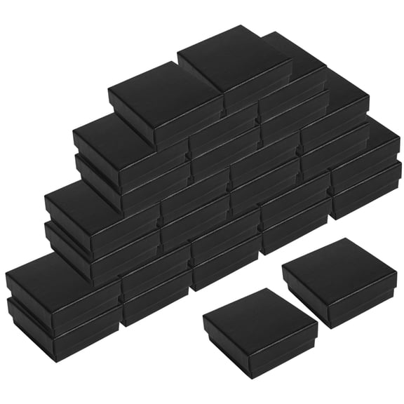72 Pcs Cardboard Jewelry Gift Boxes Bulk, Black Square 2 x 2 x 1.2 in Earring Gift Boxes with Lids for Presents, Ring Necklace Small Item Packaging with Sponge Insert