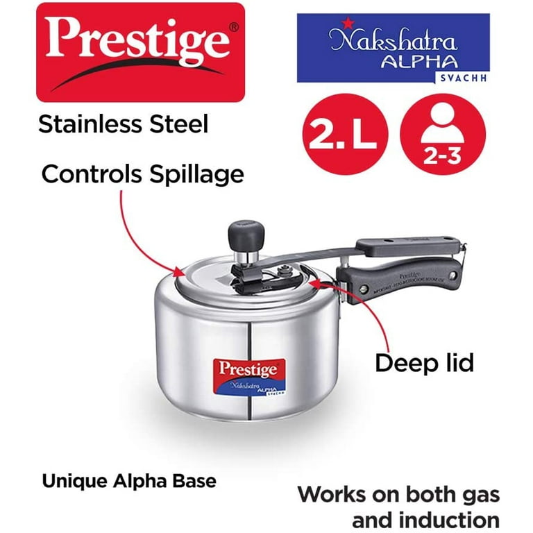 Prestige Nakshatra Alpha Svachh Stainless Steel Pressure Cooker 2 Liter