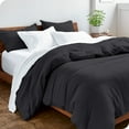 thumbnail image 1 of Bare Home Sandwashed Duvet Cover Set - Ultra-Soft - Premium 1800 Collection - 3 Piece - Full, Black, 1 of 7