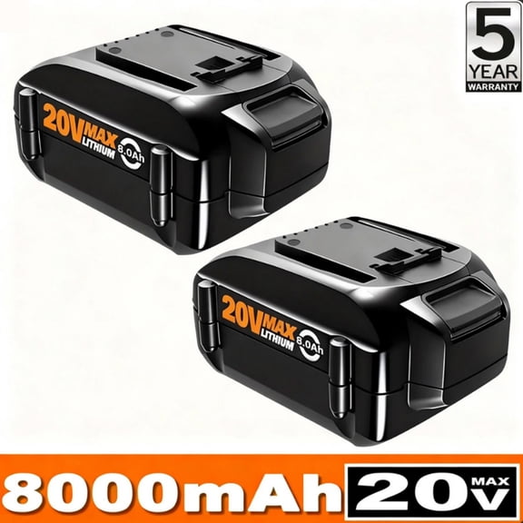 2Pack WA3520 20V 8.0Ah Replacement for Worx 20V Battery WA3525 WG151s WG155s WG251s WG255s WG540s WG545s WG890 WG891 Lithium ion Cordless Power Tools