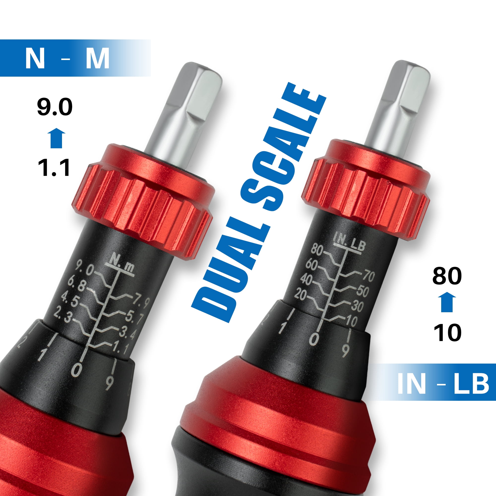Torque Screwdriver 10-80 In.Lb, Inch Pound Torque Screwdriver Set with 1/4" Bit Holder, Flat, Hex, Torx and Philips Bits,Suitable for DIY Bicycle Maintenance, Pecision Tool,Mechanical