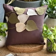 thumbnail image 2 of Cushion Cover, Brown Shams, Leaf Felt Applique Tropical Theme Pillow Sham, 24x24 inch (60x60 cm) Pillow Sham, Square Faux Suede Pillow Sham, Floral Pattern - Oliveleafyday, 2 of 10