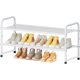 thumbnail image 1 of Zapatero de malla de 2 niveles para armario, apilable, totalmente de metal, de 32" con organizador de almacenamiento de zapatos, color blanco, 1 of 8