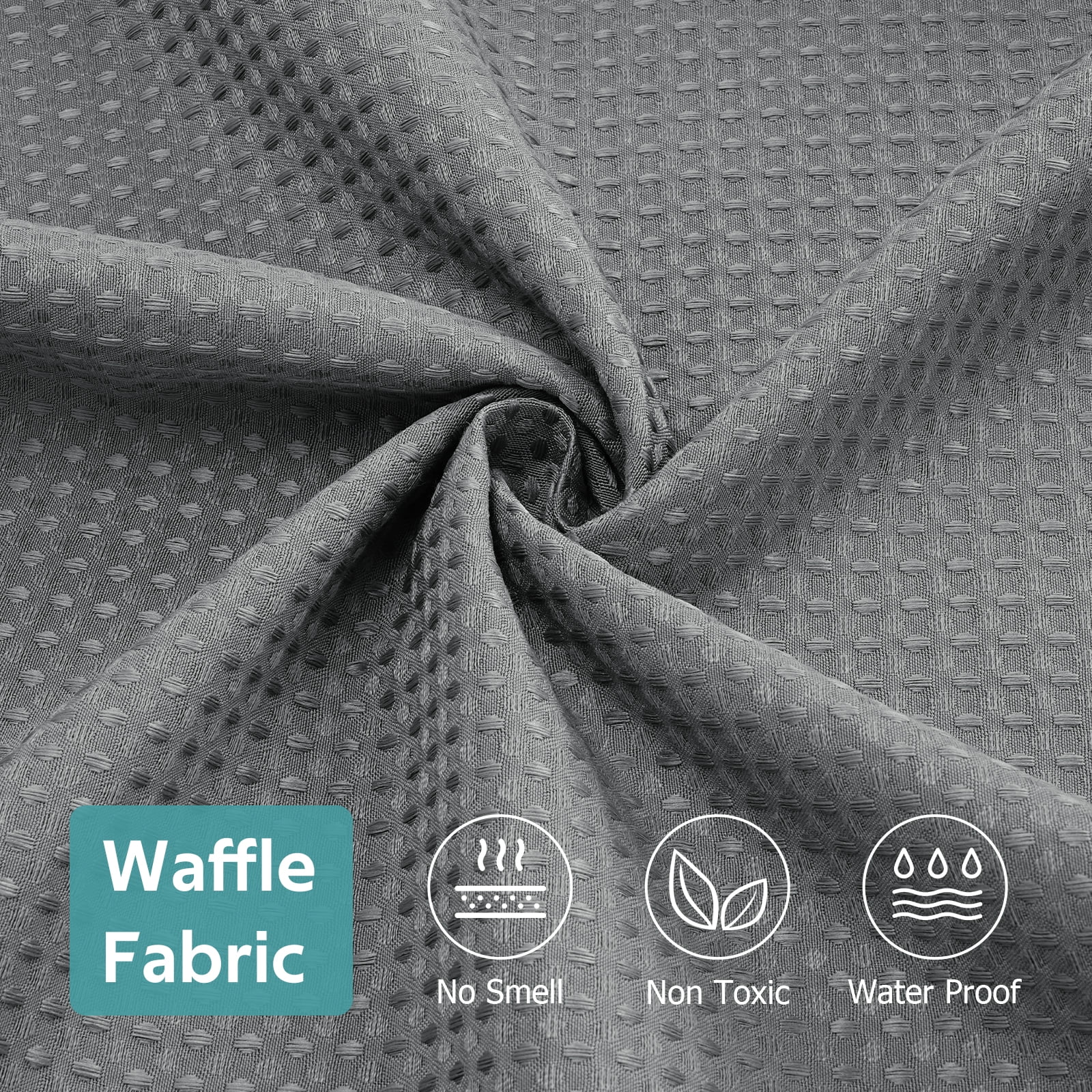 Cocosity Waffle Textured Polyester Fabric Heavy Duty Shower Curtains & Liners & Hooks - Gray 72"x72"