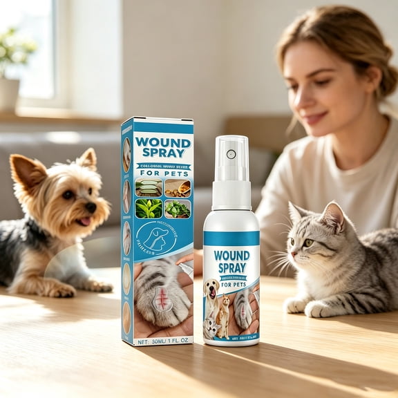 Pet Wound Care Liquid Spray for Dogs Cats Minor Cuts Scratches Rashes Hot Spots Soothing Protective Skin Healing Treatment Safe Gentle 30ml