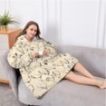 thumbnail image 5 of Oversized Wearable Blanket Hoodie,Beige Chicken Sketch Pattern Sherpa Blanket Hoodie with Super Pockets,Super Warm Fuzzy Pullover for Women & Men, 5 of 6