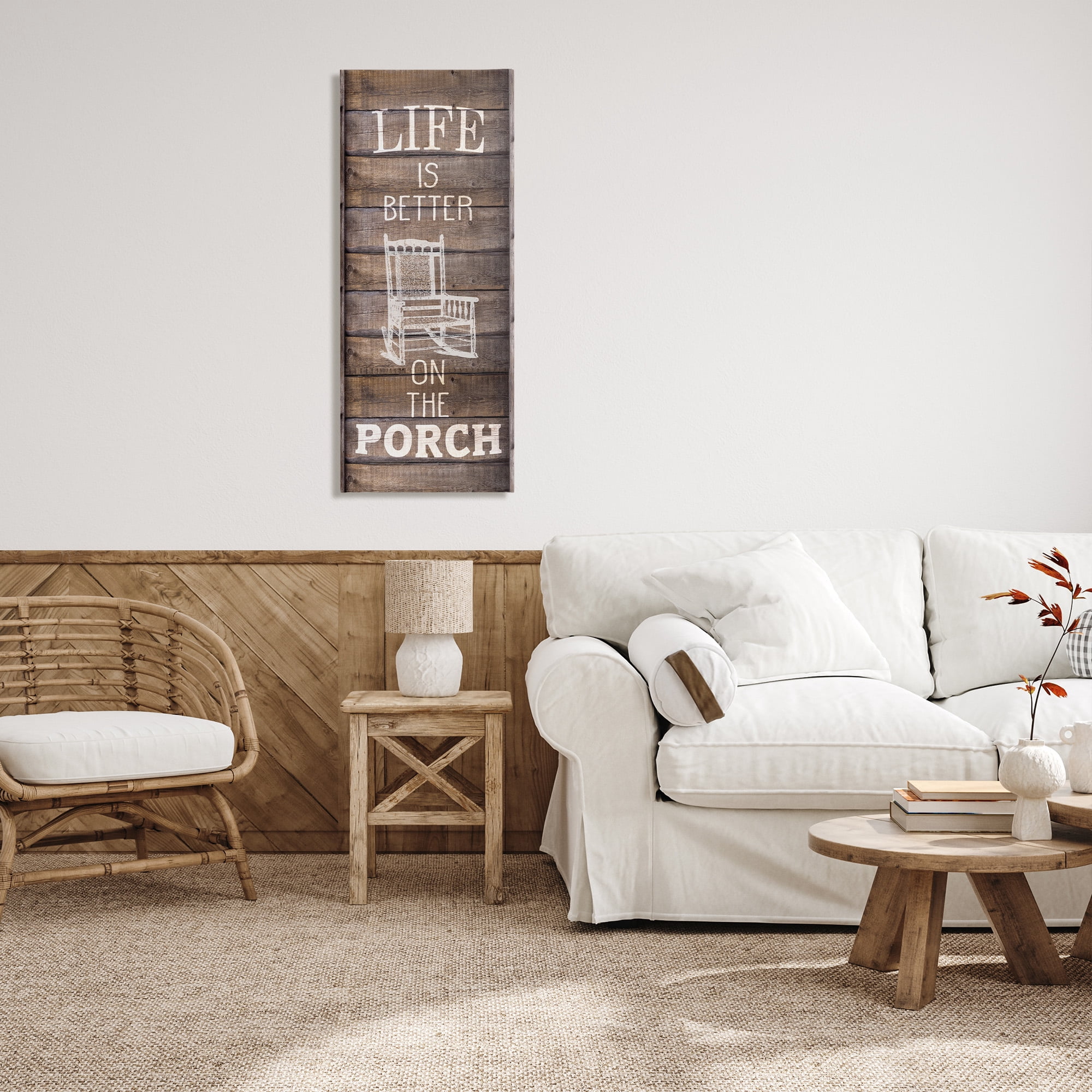 Stupell Industries Porch Life Country Rustic Inspirational Painting Gallery Wrapped Canvas Art Print Wall Art, 20 x 48