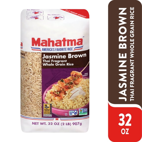Mahatma Jasmine Brown Rice, Thai Fragrant Whole Grain Rice, 2 lb Bag