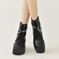 thumbnail image 6 of Women's Square Toe Chunky Platform Wedge Boots | Lace-Up & Zipper Combat Ankle Booties, 6 of 7
