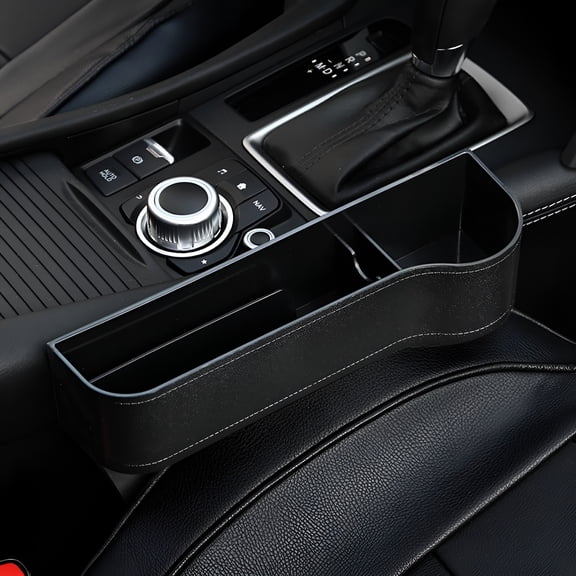 LAMIRO Car Seat Gap Filler, Leather Car Seat Organizer with Cup Holder, Console Side Pocket Car Seat Storage Box