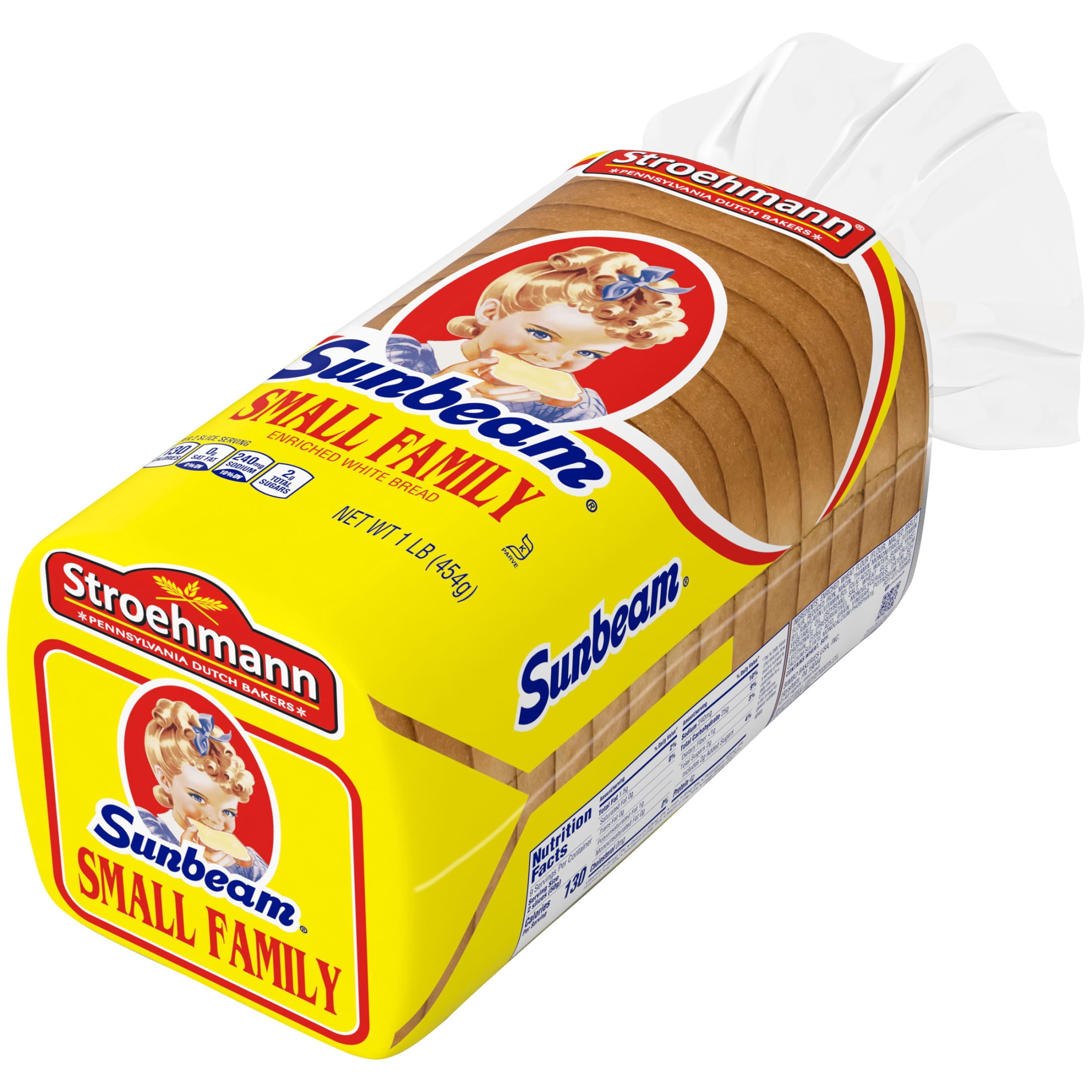 Sunbeam Small Family Bread, 16 oz, Plain White Bread, Bag