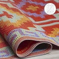 thumbnail image 6 of Fab Habitat Outdoor Rug - Waterproof, Fade Resistant, Crease-Free - Premium Recycled Plastic - Vintage Boho Kilim - Large Patio, Deck, Sunroom, Camping, RV - Lhasa - Orange & Violet - 6 x 9 ft, 6 of 10