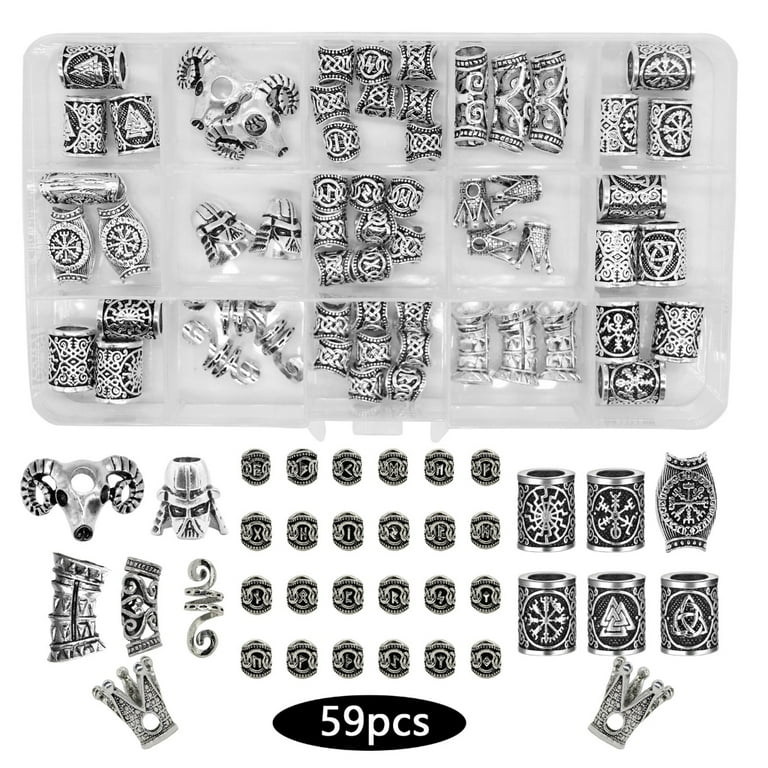 QUSENLON 59 Pieces Set Dirty Braids Hair Beard Beads Braiding