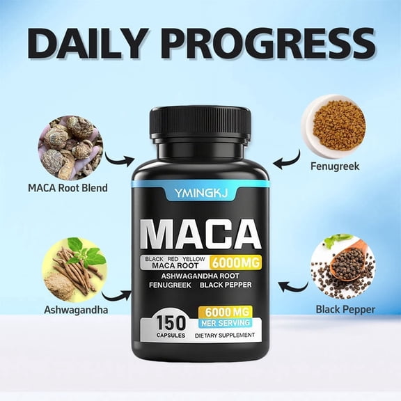 YMINGKJ Strong MACA Contains Epimedium Extract Maca Dongge Ali Indian Ginseng and Ginseng Complex Can Help You Restore Vitality and Energy 150 capsules