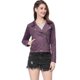 thumbnail image 3 of Chaquecorde mujer Soft Moto Zip Up Pockets Chaquetas de motociclisde gamusintétiMorado oscuro M, 3 of 6