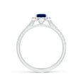 thumbnail image 2 of ANGARA Natural Oval Sapphire Halo Ring with Diamond Accents in 14K White Gold for Women (Size-7x5mm) | September Birthstone, Birthday, Anniversary, Jewelry Gift for Women | Natural Blue Sapphire Ring, 2 of 11