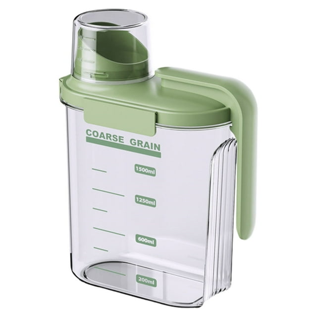 Piwvid Cereal Containers Storage, 1.5L Airtight Large Dry Food Storage Containers with Pouring Spout Measuring Cup for Snacks Grain Rice, Dispenser Plastic Bin