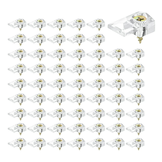 Unique Bargains 60 Set Mirror Holder Clips 5mm Circular Glass Clip Glass Cabinet Clips, Clear Plastic