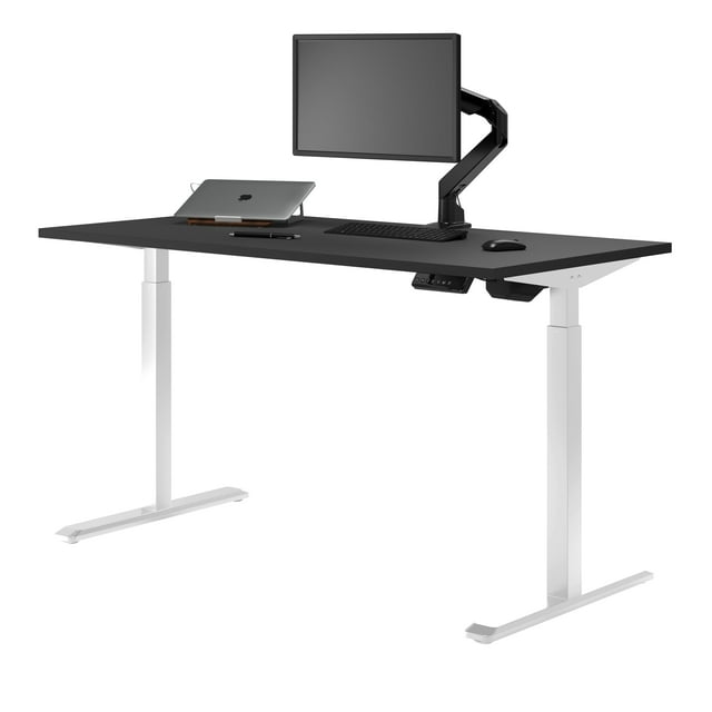 Desky Bureau de Jeu Assis-Debout Simple - Noir / 70,9 x 29,5 Pouces / Blanc