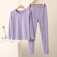 thumbnail image 2 of Fengactive Thermal Underwear for Women Crew Neck Fleece Lined Base Layer Top and Bottom Soft Cold Weather Pajama Sets, 2 of 3