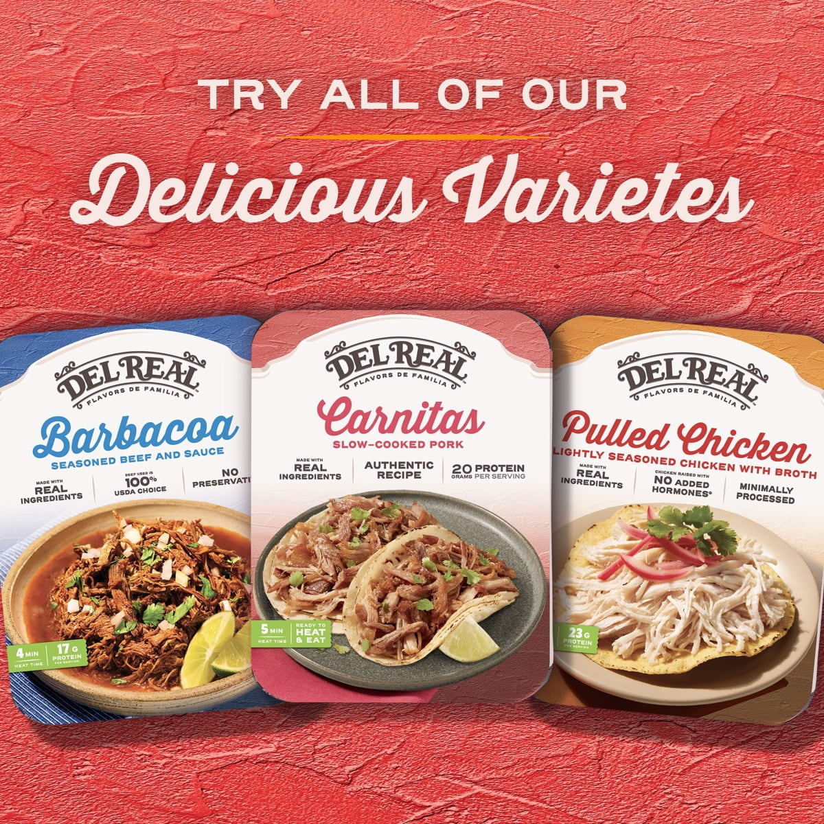 Del Real Foods Slow Cooked Pork Carnitas, 15 oz ( Fully Cooked)
