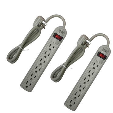 WideskallÂ® 3 Feet 6 Outlets Built-in Safety Circuit Breaker Angle Plug ...