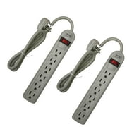 Wideskall 2-Packs 8 Feet 6 Outlets Surge Protector Angle Plug AC Wall Power Strip ETL Listed Beige