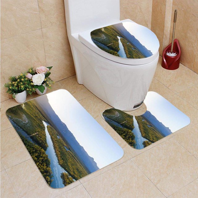 ABPHQTO MATA Atlantica Atlantic Forest en Brasil Juego de alfombras de baño de 3 piezas Alfombra de baño Alfombra de contorno y tapa de inodoro