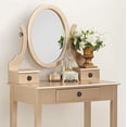 thumbnail image 3 of Roundhill Furniture Moniys Wood Moniya Makeup Vanity Table and Stool Set, Gold, 3 of 5
