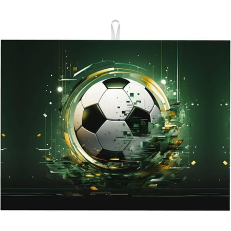 

PRIYAL Cool Green Football Dish Drying Mat for Kitchen Countertop Drying Mat 18x24 Inch Sports Absorbent Dish Drainer Mats for Under Rack Dish Drying Pad for Home Coffee Bar Decor