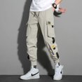 thumbnail image 1 of Pantalones Cargo Para Hombre Cinta Lateral Suelta Jogger Negro Beige Ejército Verdepangjing, 1 of 4