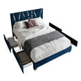 thumbnail image 4 of Home Design Hanover King Upholstered Storage Platform Bed Frame with Silver Acrylic Strip Headboard and Four Under-Drawers, Blue, Easy Assembly, 4 of 6