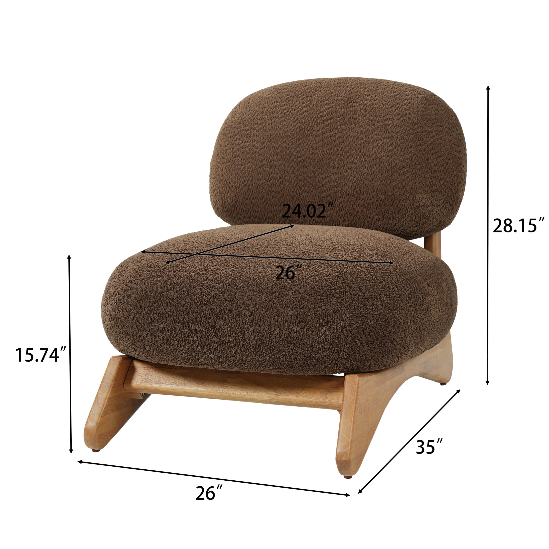 Christopher Knight Home Modern Boucle Upholstered Accent Side Chair with Solid Wood Frame, Brown