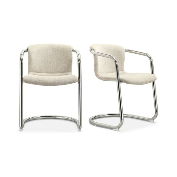 Moe's Home Collection FREEMAN Fabric Dining Chair -Set of Two White Color