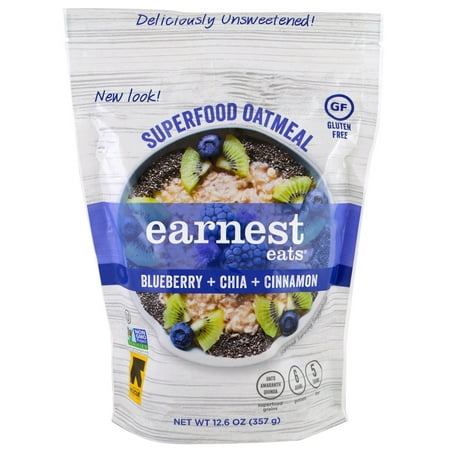 Earnest Eats, Superfood Oatmeal, Blueberry + Chia + Cinnamon, 12.6 oz (pack of