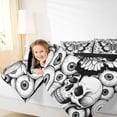 thumbnail image 4 of Homewish Skull Moth Damask 7-Piece Twin Bedding,Gothic Halloween Bedding Comforter Set,White Black,Black Reversible, 4 of 8