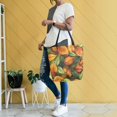 thumbnail image 4 of FORMRS Womens Canvas Tote Bag with Zipper Inner Pocket Shoulder Handbag, Green Retro Leaves, 4 of 7
