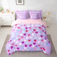 thumbnail image 2 of Manfei Dreamy Love Heart Bedding Comforter Set 7-Piece for Kids, Purple King Bedding Sets, Cartoon Princess Theme Reversible Bed Sheets, Breathable Home Decor, 2 of 7