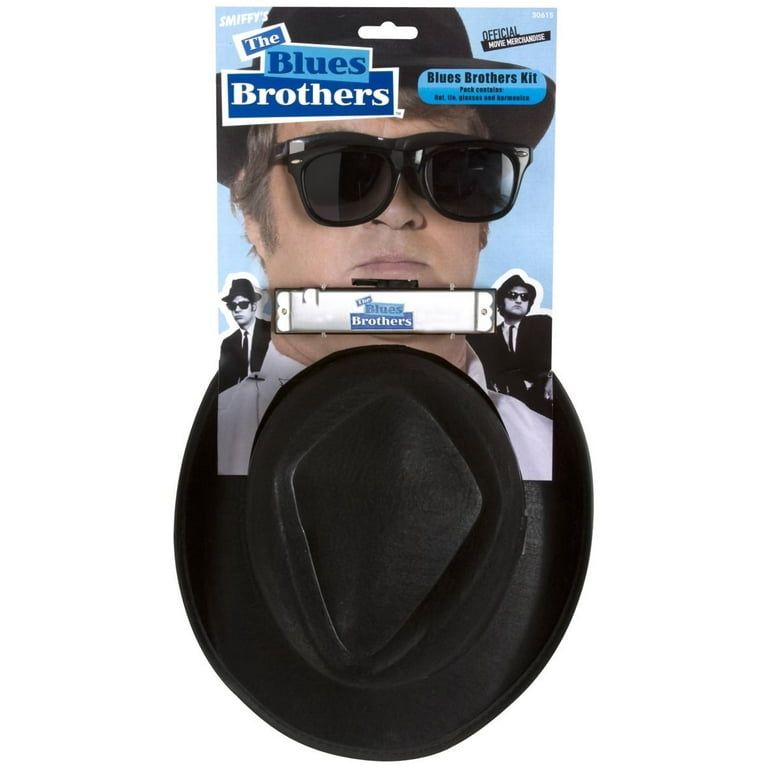 Blues Brothers Kit Adult Hat Harmonica Glasses Tie Blues Brothers Kit Adult Hat Harmonica Glasses Tie
